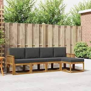 Zunanja garnitura za sedenje 5 pcs Naravna in antracitna