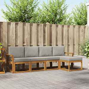 Zunanja garnitura za sedenje 5 pcs Naravna in svetlo siva