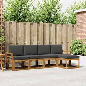 Zunanja garnitura za sedenje 5 pcs Naravna in antracitna