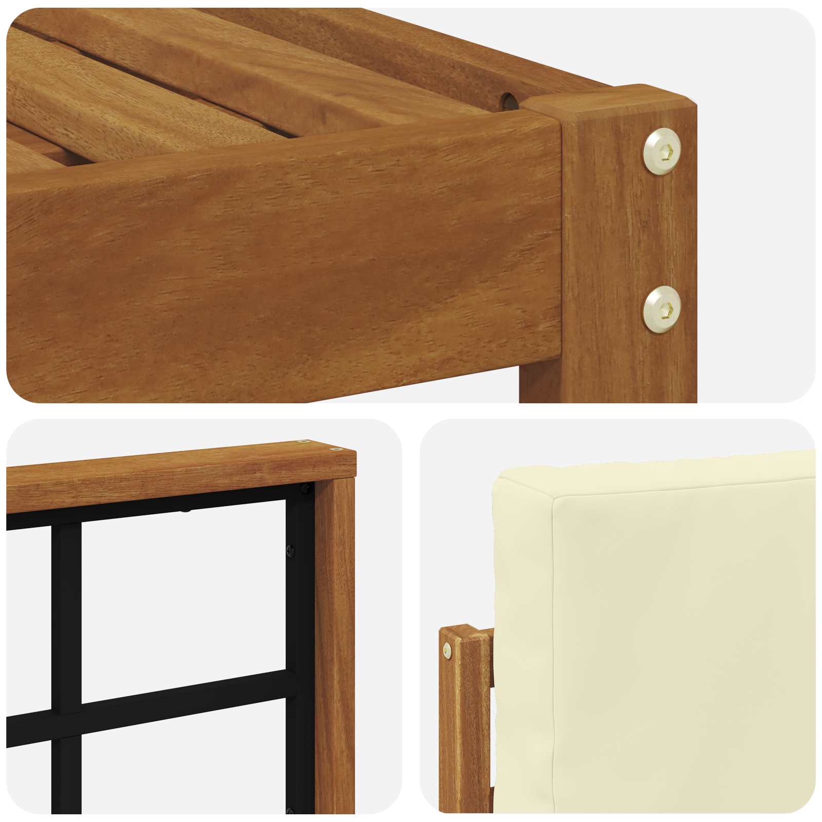 Zunanja garnitura za sedenje z blazino 5 pcs Naravna in smetana - slika 5