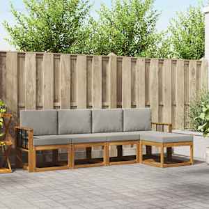 Zunanja garnitura za sedenje 5 pcs Naravna in svetlo siva