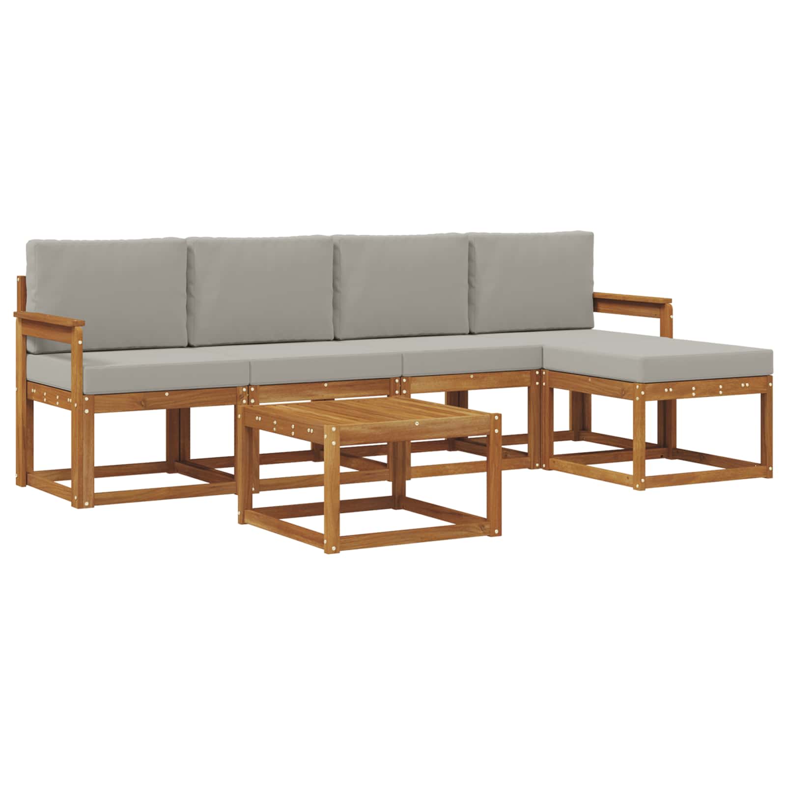 Zunanja garnitura za sedenje 6 pcs Naravna in svetlo siva - slika 2