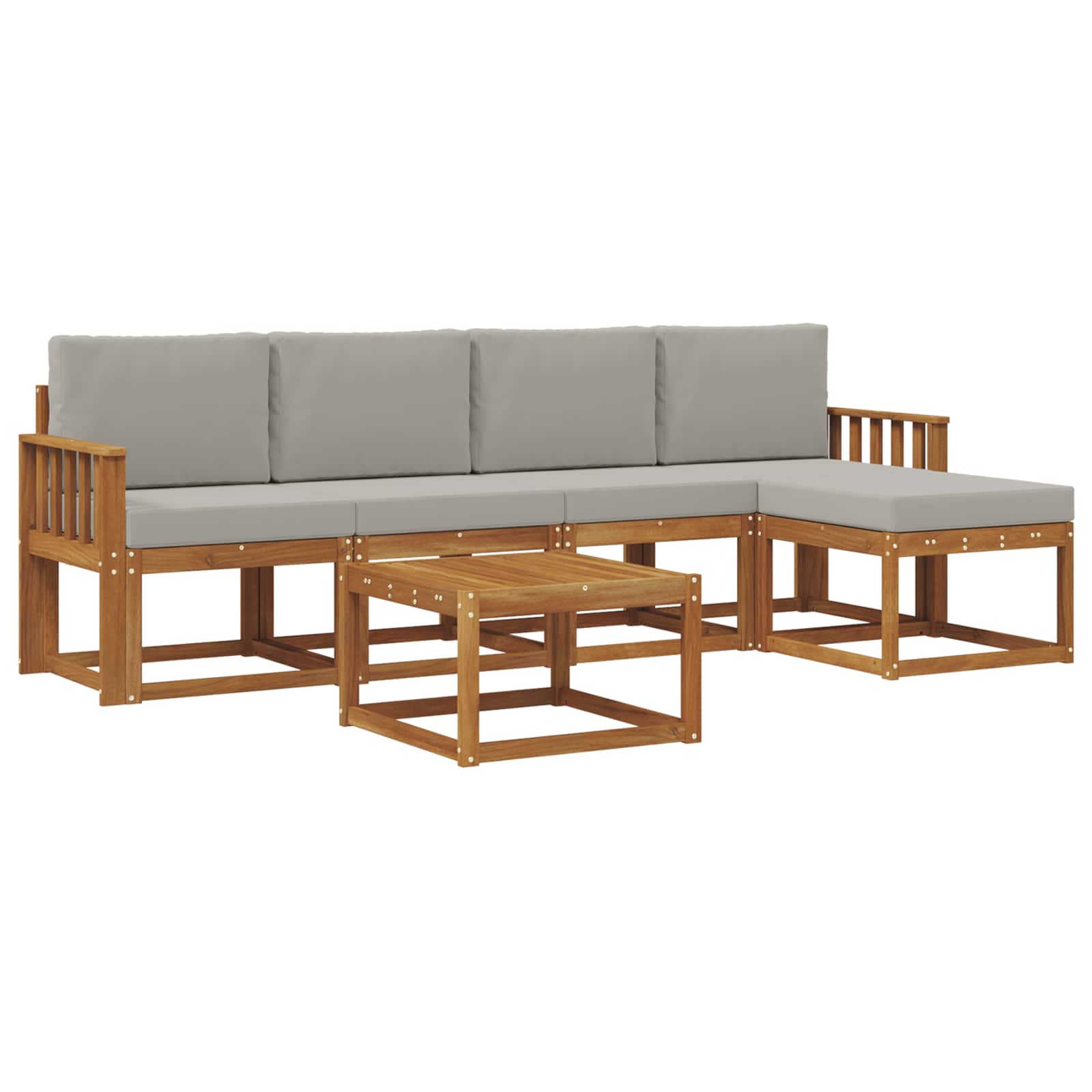 Zunanja garnitura za sedenje 6 pcs Naravna in svetlo siva - slika 2