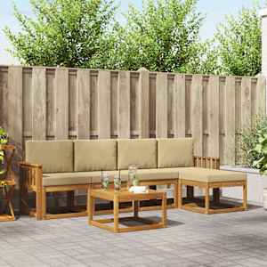 Zunanja garnitura za sedenje z blazino 6 pcs Naravna in bež