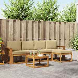 Zunanja garnitura za sedenje z blazino 6 pcs Naravna in bež