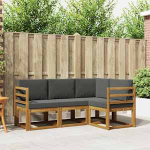 Zunanja garnitura za sedenje 4 pcs Naravna in antracitna