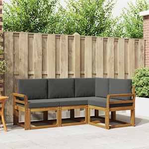 Zunanja garnitura za sedenje 4 pcs Naravna in antracitna