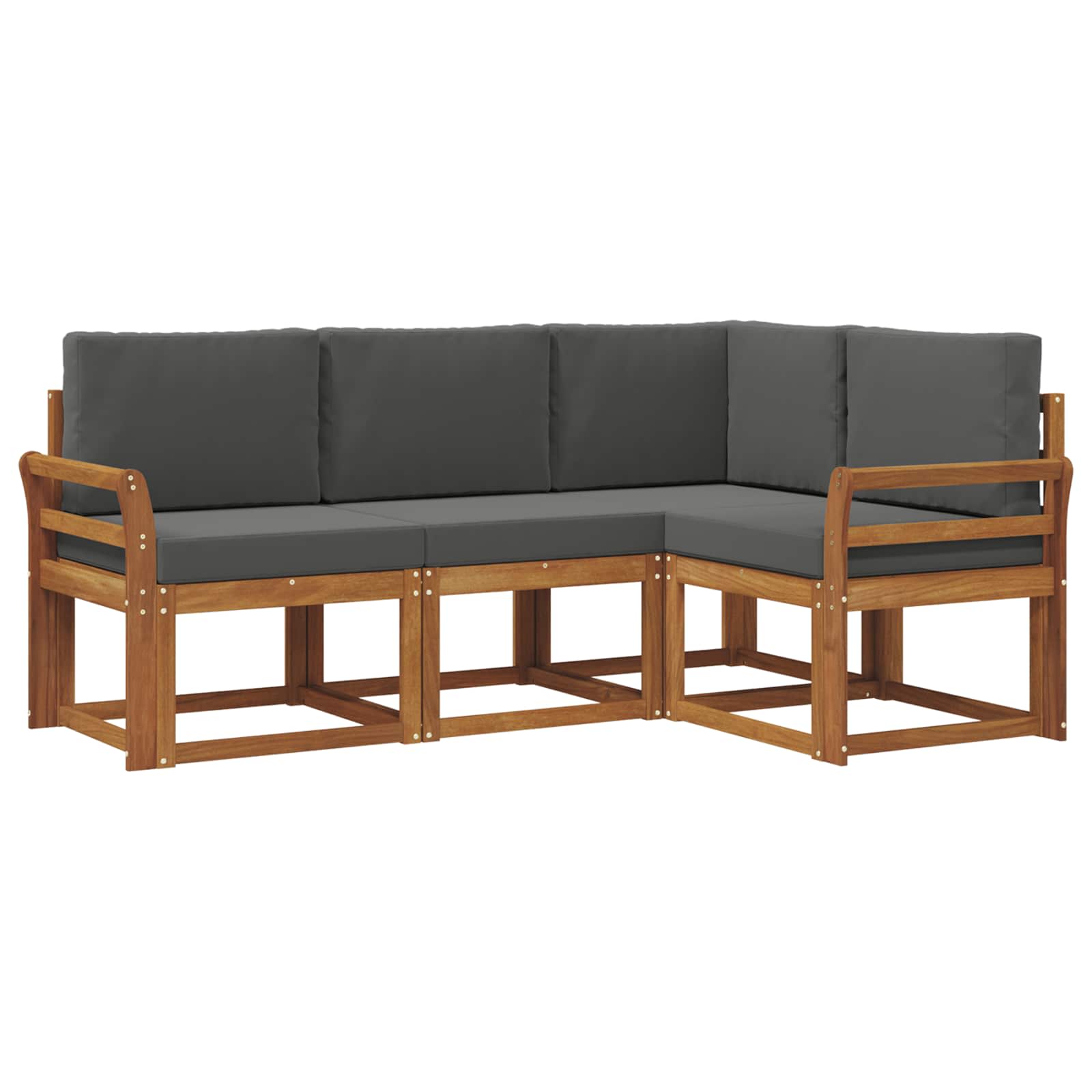 Zunanja garnitura za sedenje 4 pcs Naravna in antracitna - slika 2