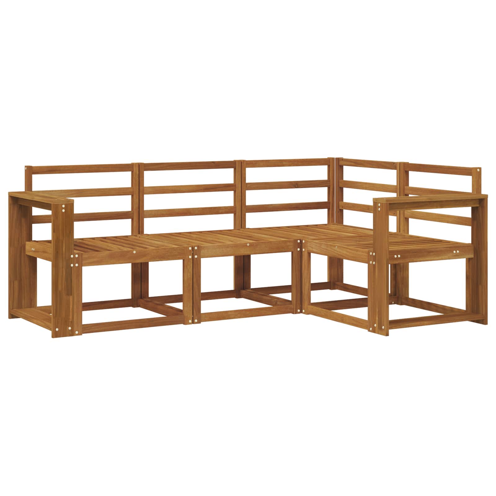 Buiten bankenset 4 pcs Naturel Massief Acaciahout image 2