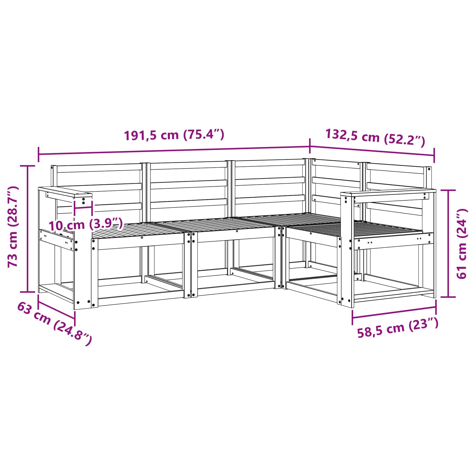 Buiten bankenset 4 pcs Naturel Massief Acaciahout image 6