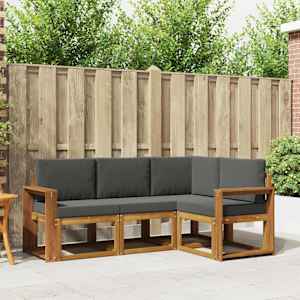 Zunanja garnitura za sedenje 4 pcs Naravna in antracitna