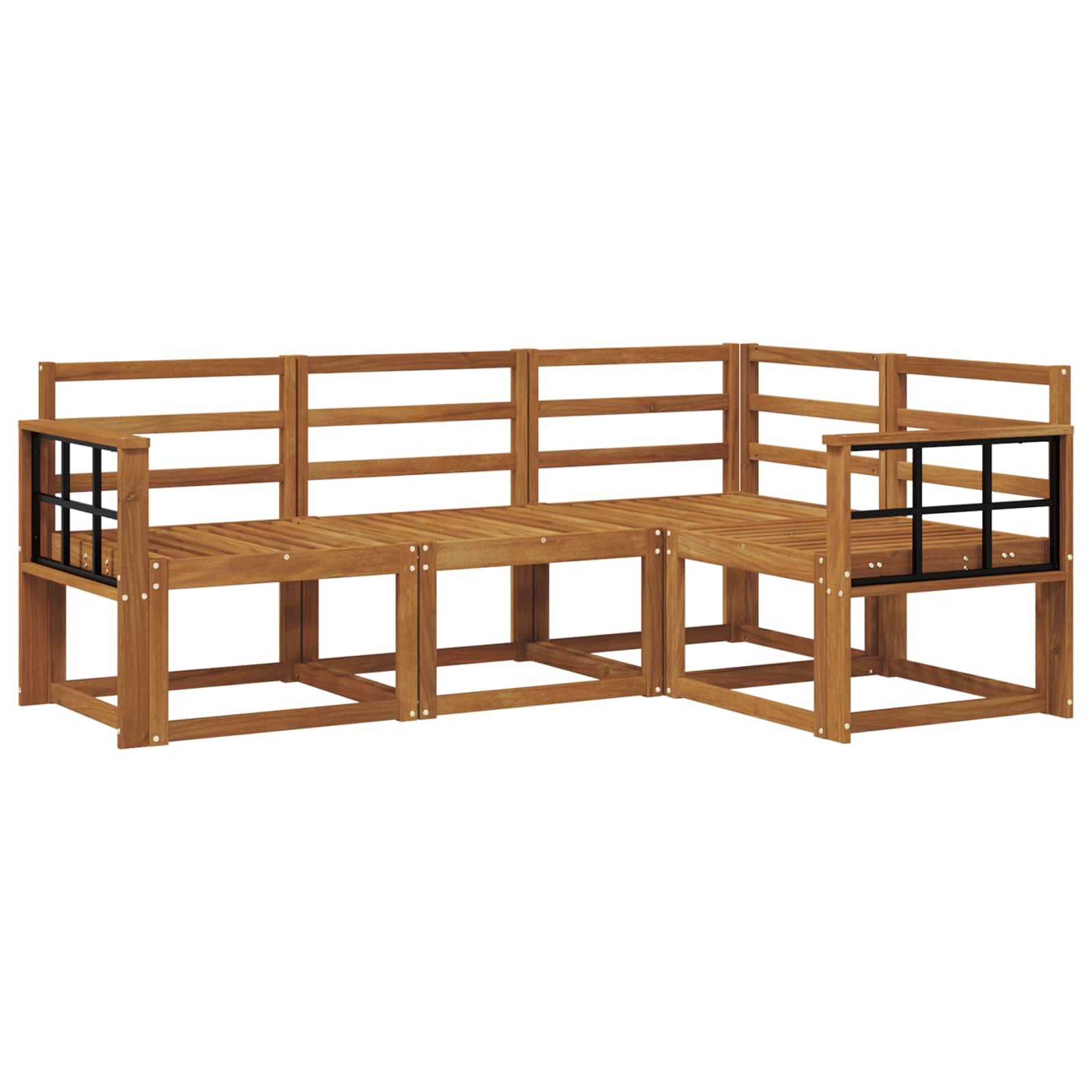 Buiten bankenset 4 pcs Naturel Massief Acaciahout image 2