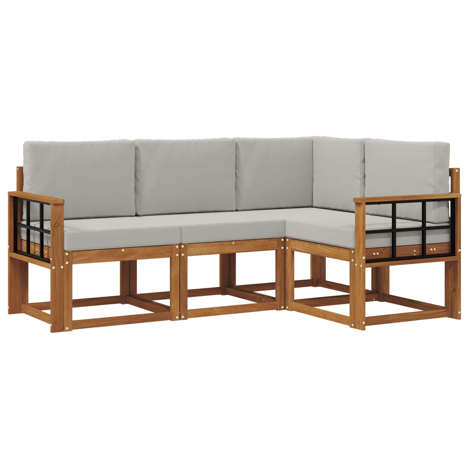 Thumbnail - vidaXL Outdoor-Sofagarnitur mit Kissen 4 pcs Natürlich und Hellgrau