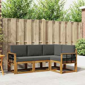 Zunanja garnitura za sedenje 4 pcs Naravna in antracitna