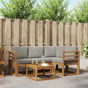 Zunanja garnitura za sedenje 5 pcs Naravna in svetlo siva