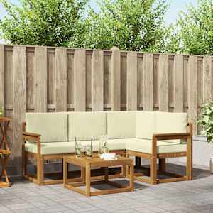 Zunanja garnitura za sedenje z blazino 5 pcs Naravna in smetana