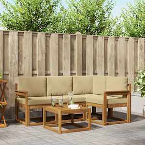 Zunanja garnitura za sedenje z blazino 5 pcs Naravna in bež