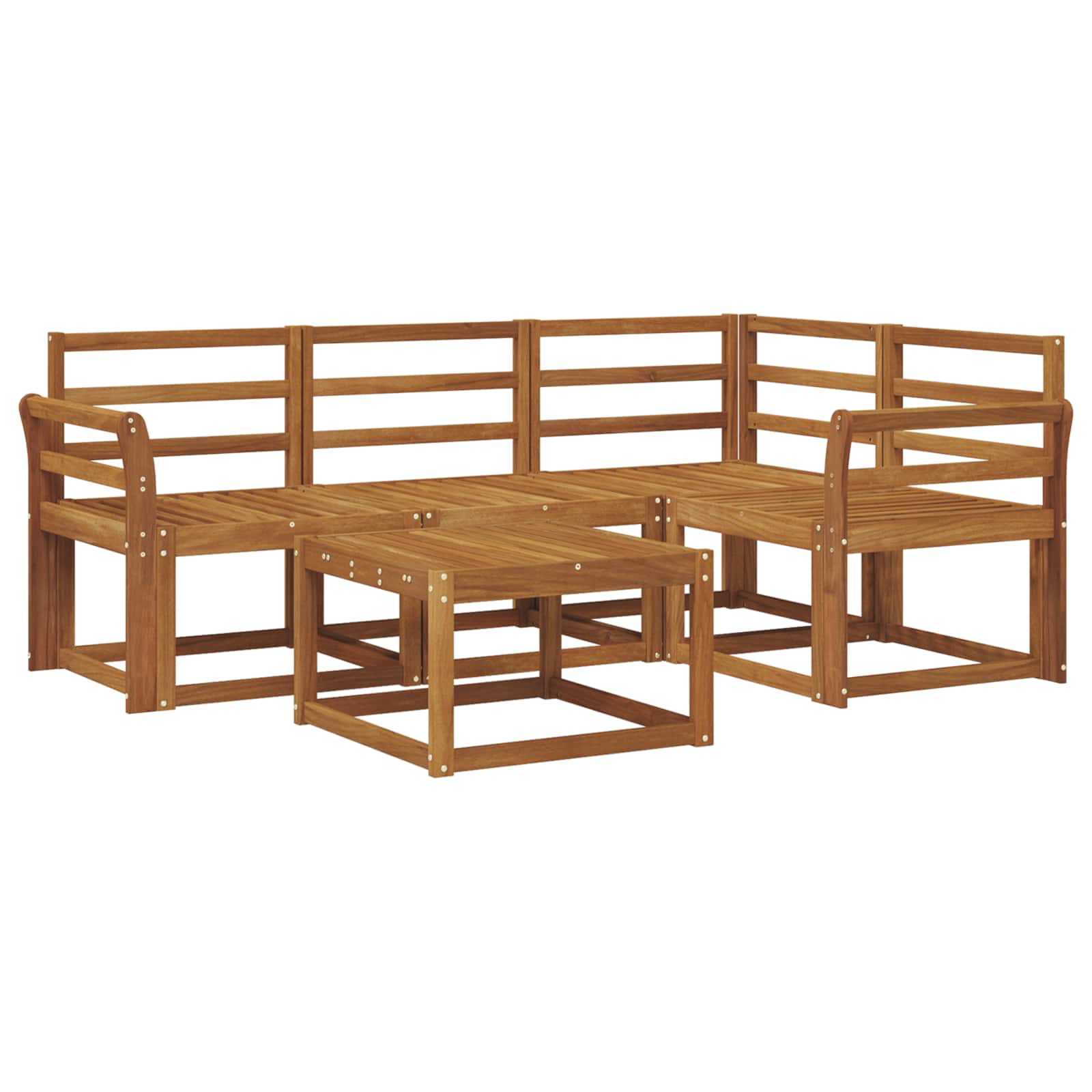 Zunanja garnitura za sedenje 5 pcs Naravna Masiven les akacije - slika 2