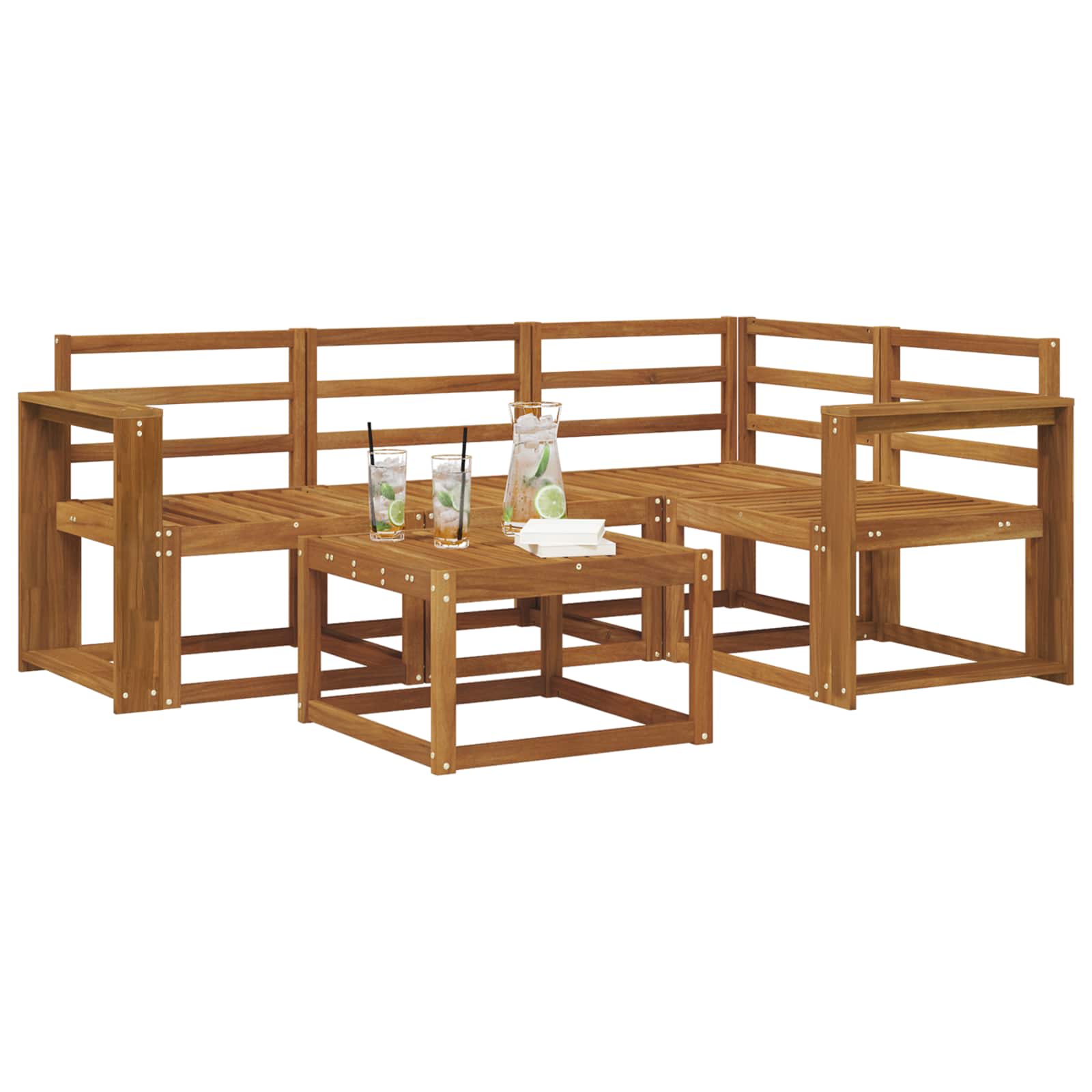 Zunanja garnitura za sedenje 5 pcs Naravna Masiven les akacije - slika 3