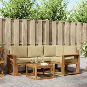 Zunanja garnitura za sedenje z blazino 5 pcs Naravna in bež