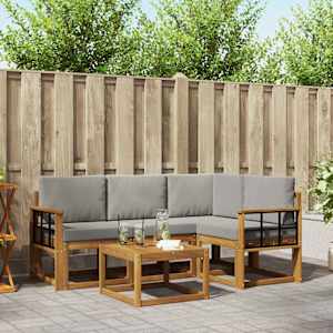 Zunanja garnitura za sedenje 5 pcs Naravna in svetlo siva