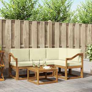 Zunanja garnitura za sedenje z blazino 5 pcs Naravna in smetana