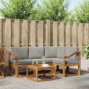 Zunanja garnitura za sedenje 5 pcs Naravna in svetlo siva