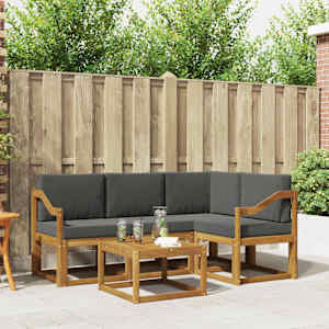 Zunanja garnitura za sedenje 5 pcs Naravna in antracitna