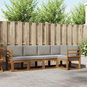 Kavčna garnitura z blazino 5 pcs Naravna in svetlo siva