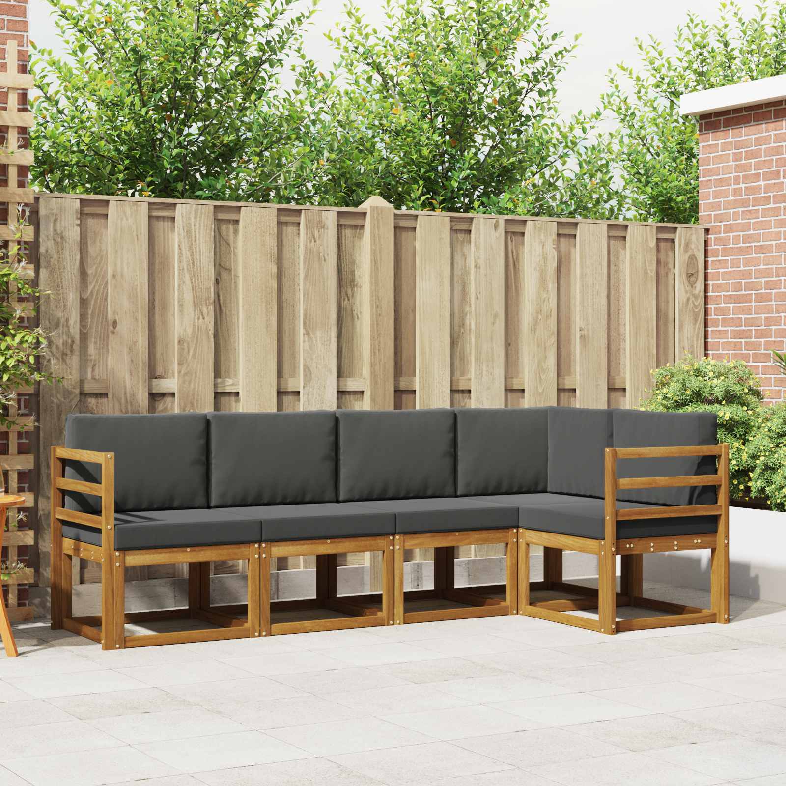 vidaXL Sofa Set mit Kissen 5 pcs Natur und Anthrazit