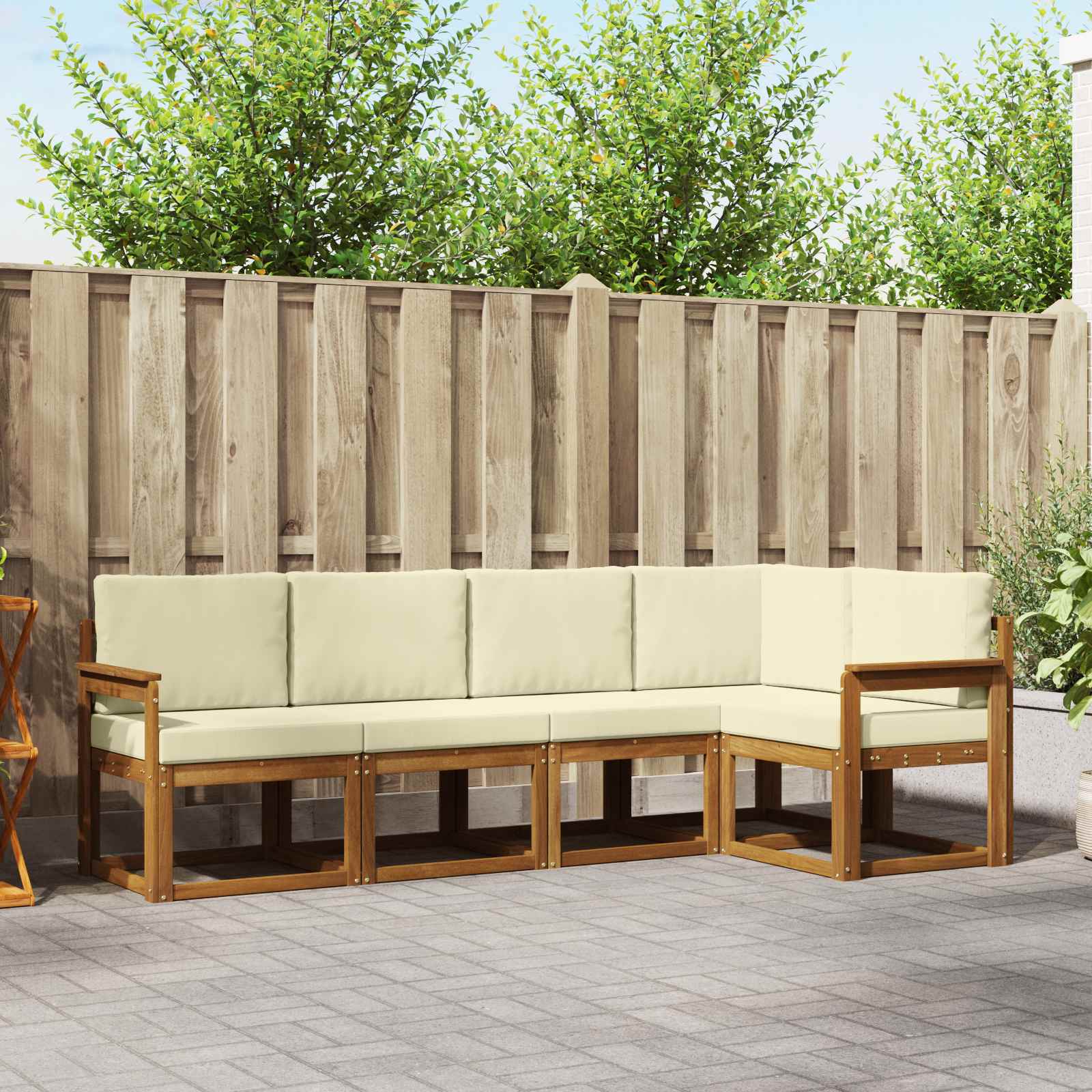 vidaXL Sofa Set mit Kissen 5 pcs Natur und Creme