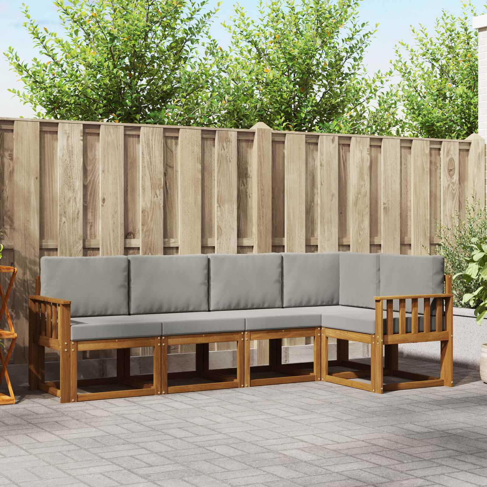 vidaXL Sofa Set mit Kissen 5 pcs Natürlich und Hellgrau