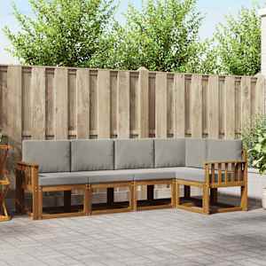 Zunanja garnitura za sedenje 5 pcs Naravna in svetlo siva