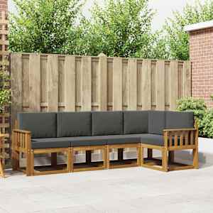 Zunanja garnitura za sedenje 5 pcs Naravna in antracitna