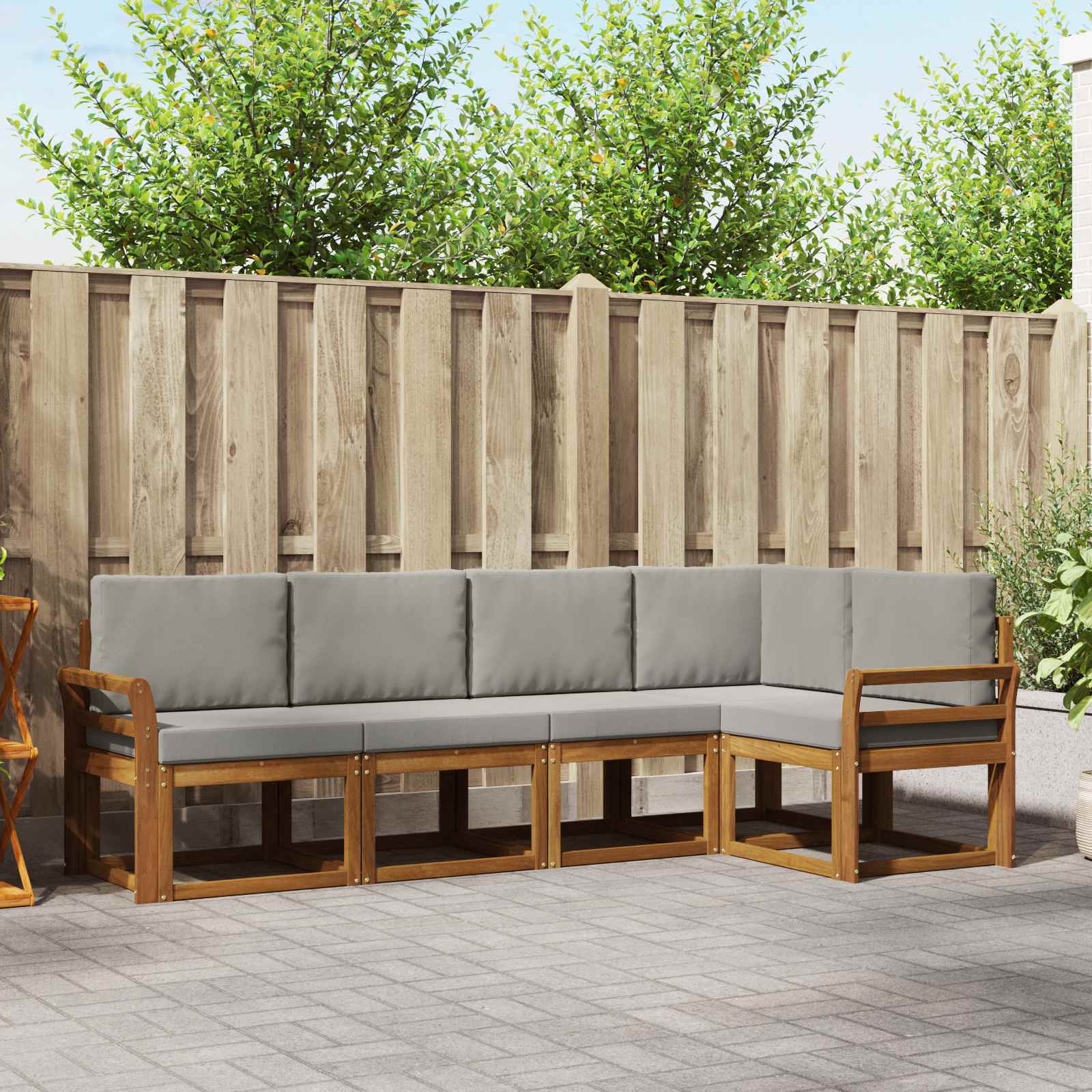 vidaXL Sofa Set mit Kissen 5 pcs Natürlich und Hellgrau