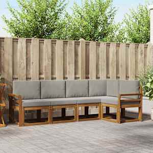 Zunanja garnitura za sedenje 5 pcs Naravna in svetlo siva