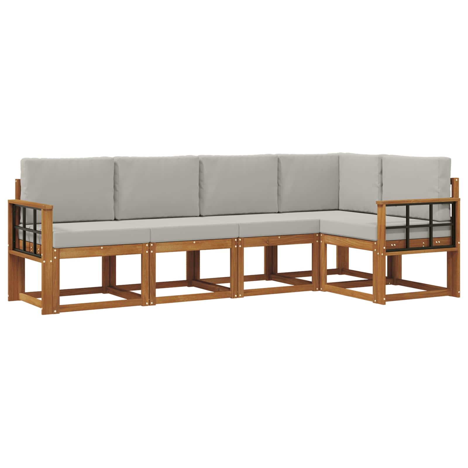 Zunanja garnitura za sedenje 5 pcs Naravna in svetlo siva - slika 2