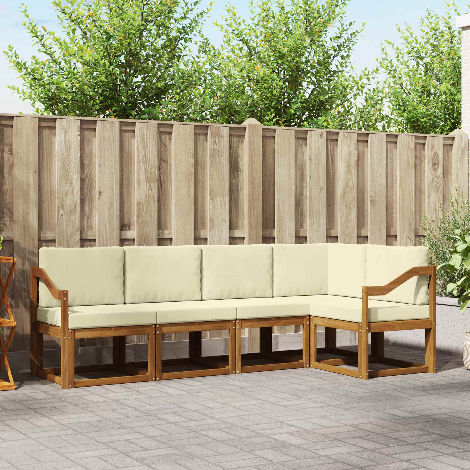 vidaXL Sofa Set mit Kissen 5 pcs Natur und Creme