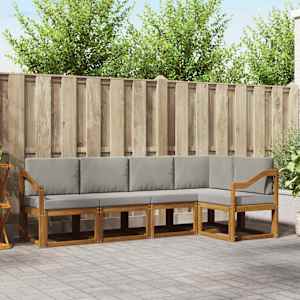 Zunanja garnitura za sedenje 5 pcs Naravna in svetlo siva