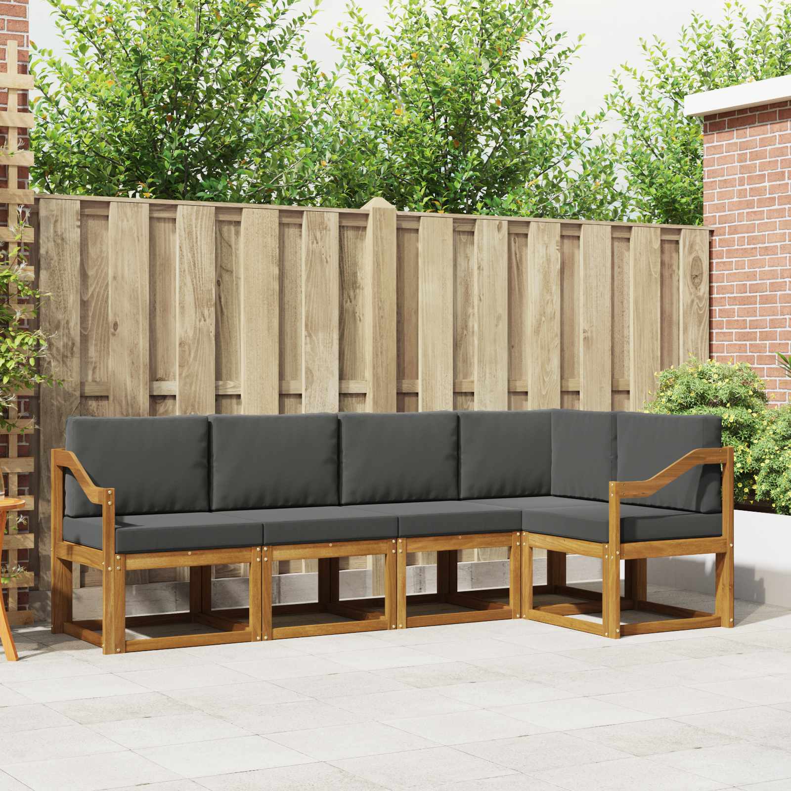 vidaXL Sofa Set mit Kissen 5 pcs Natur und Anthrazit