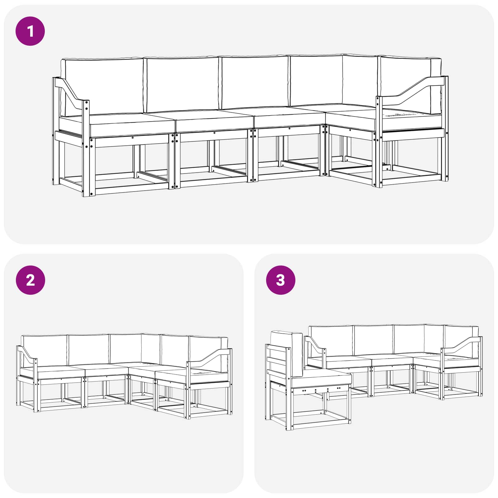 vidaXL Sofa Set mit Kissen 5 pcs Natur und Beige – Bild 7