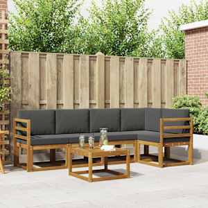 Zunanja garnitura za sedenje 6 pcs Naravna in antracitna