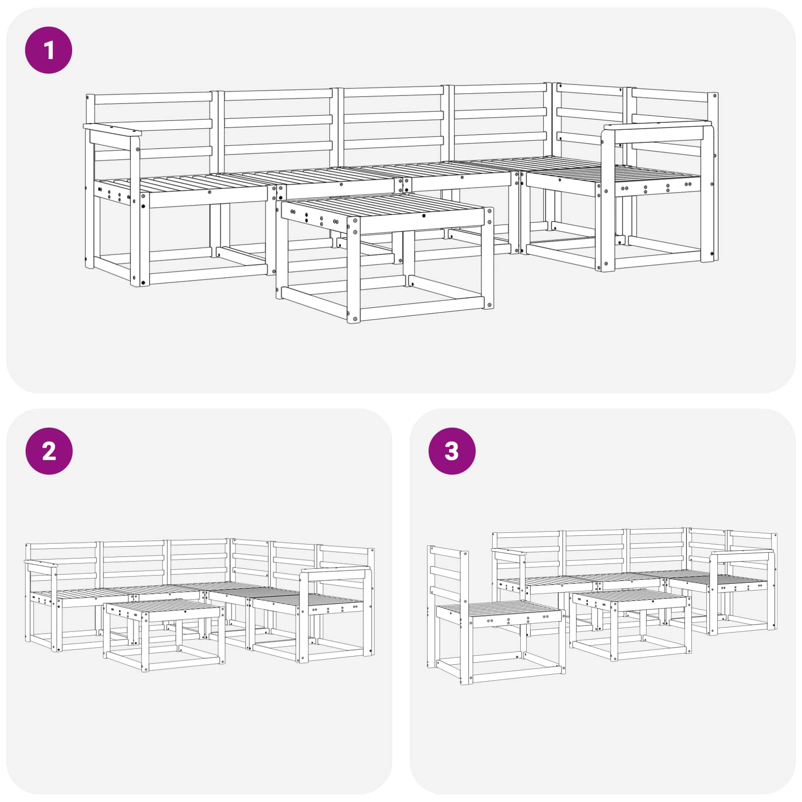Bankstel 6 pcs Naturel Massief Acaciahout image 9