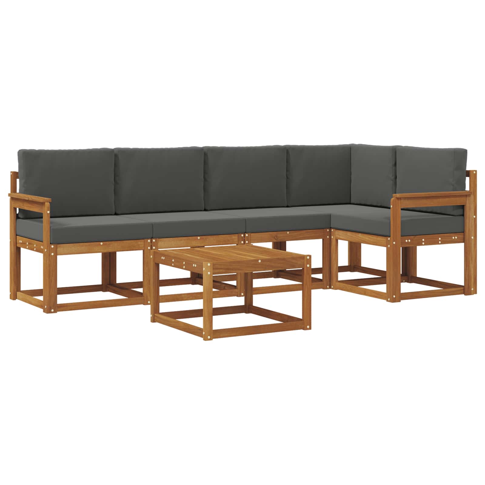 Thumbnail - vidaXL Outdoor-Sofagarnitur mit Kissen 6 pcs Natur und Anthrazit