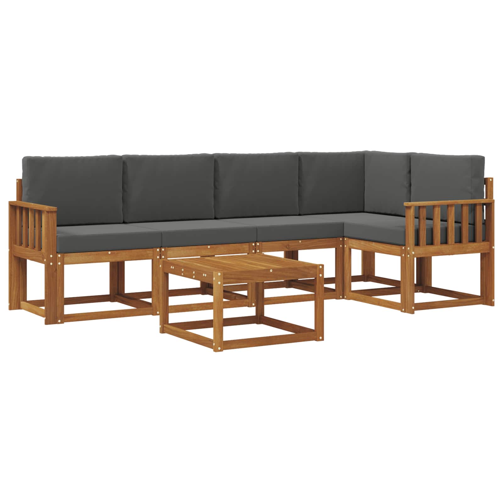 Thumbnail - vidaXL Outdoor-Sofagarnitur mit Kissen 6 pcs Natur und Anthrazit