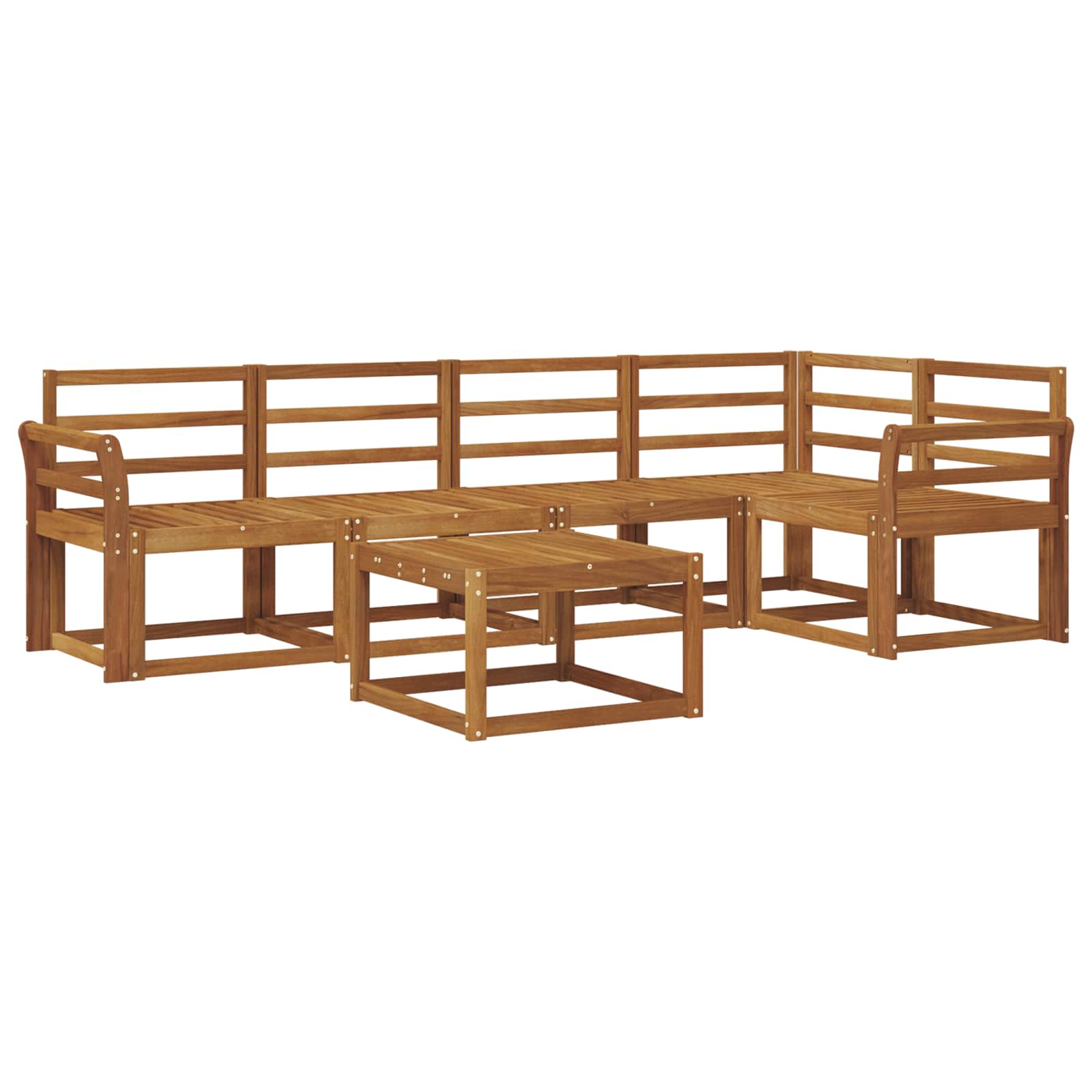 Bankstel 6 pcs Naturel Massief Acaciahout image 2