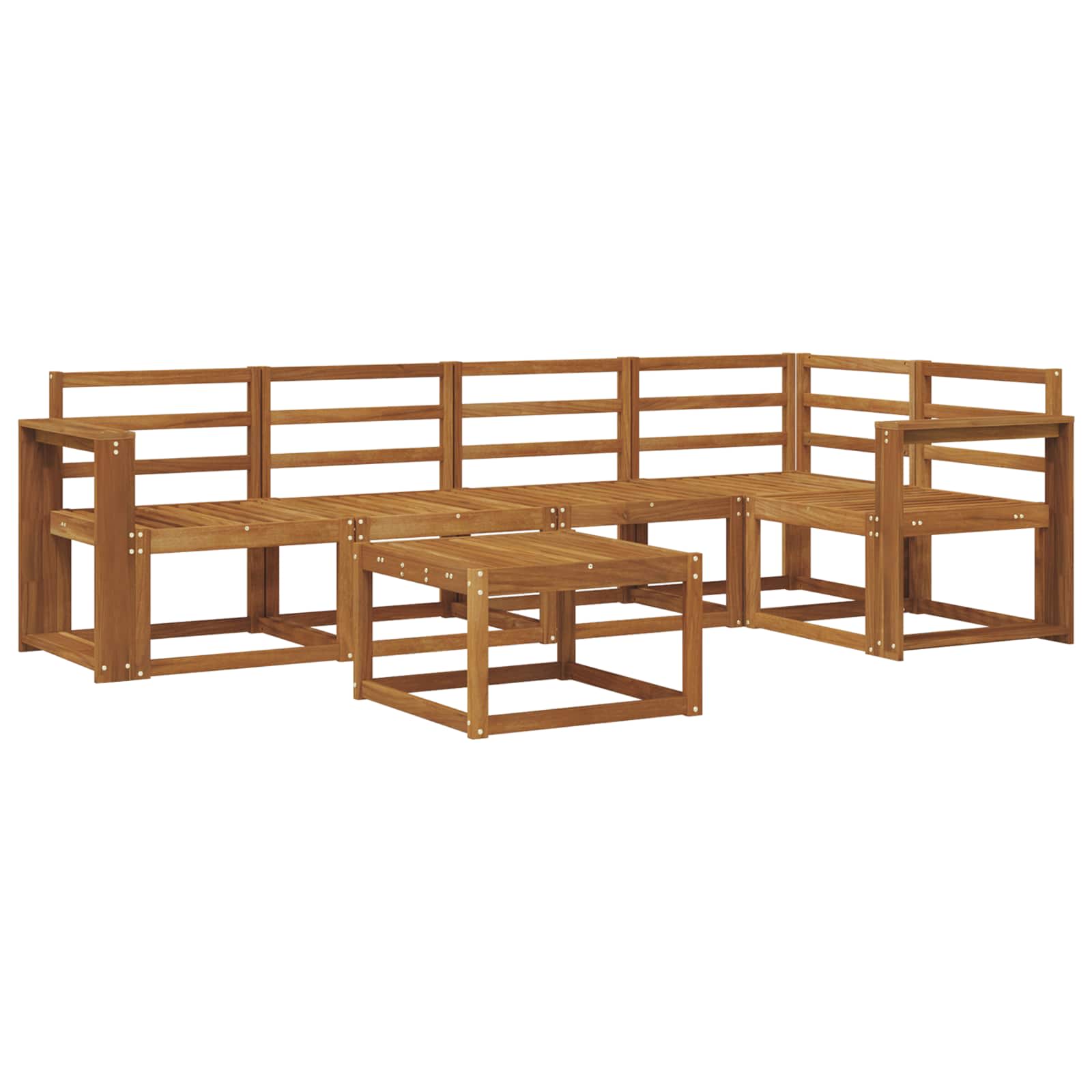 Bankstel 6 pcs Naturel Massief Acaciahout image 2