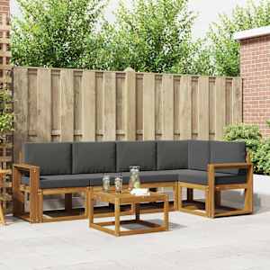 Zunanja garnitura za sedenje 6 pcs Naravna in antracitna