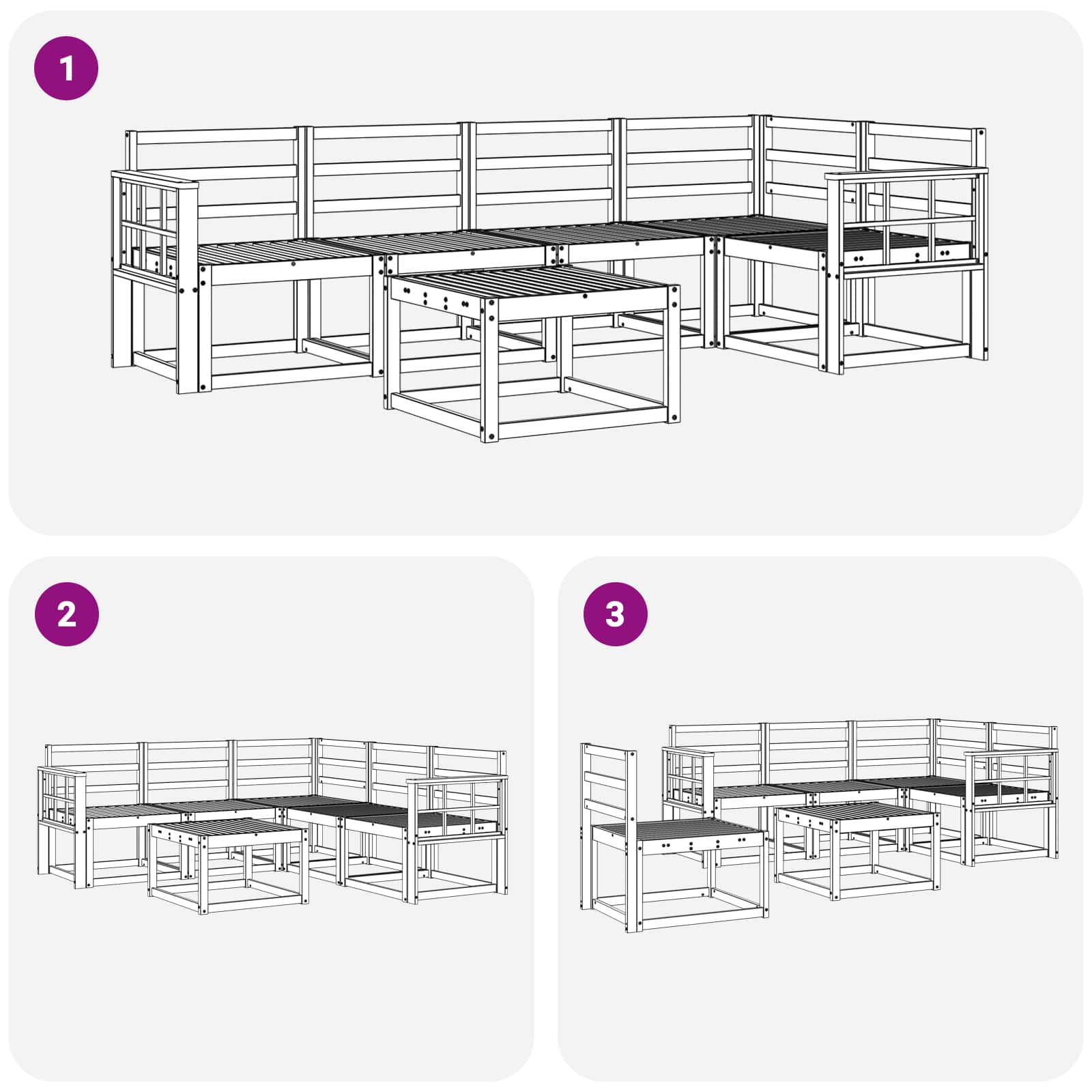 Bankstel 6 pcs Naturel Massief Acaciahout image 9