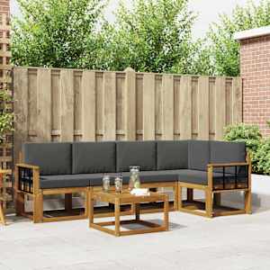 Zunanja garnitura za sedenje 6 pcs Naravna in antracitna